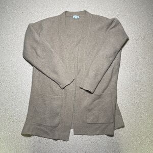 J. Crew Open Front Cardigan Brown Heather Extra Soft Wool Blend Size M A3